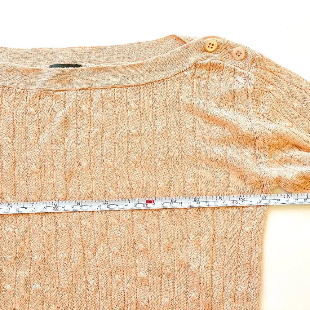 J.Crew 100% Linen Cable Knit Boatneck Button Sweater XS